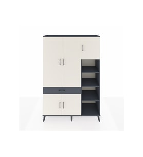 Hyperion Dolap 10 Raflı Tek Çekmeceli 5 Kapaklı 132x44x195 Antrasit-Aytaşı/Antrasit