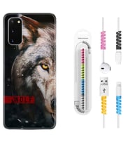 Samsung A02S A03S A10 A12 A13 A21S A22 Kılıf Kablo Koruma Spiral Silikon Wolf Eyes 1758