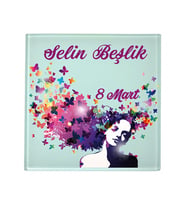 8 Mart Hediyesi Bardak Altlığı - Kişiye Özel İsim Baskılı