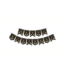 Zikzak Banner Ofset Siyah Gold Iyi Ki Doğdun M387 (Çok Renkli)