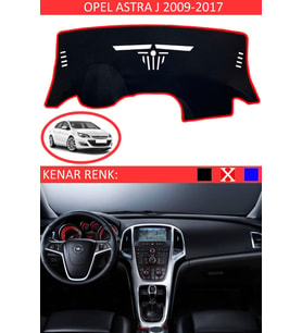 Opel Astra J 2009-2017 Için Uygun Torpido Koruma Halısı Siyah Kenar Renk Kırmızı
