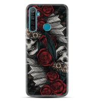 Realme 5i 5 Pro 6i 7 Pro 8 Kılıf Desemli Silikon Skull Rose 1673