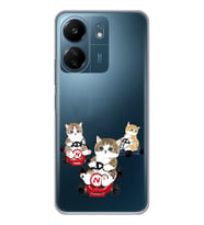 Xiaomi Redmi 13C Uyumlu Kediler Araba Tasarımlı Şeffaf Telefon Kılıfı
