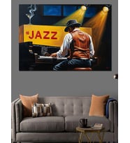 "Jazz" Saksafon Müzik Kulübü Dekoratif Kanvas - Mdf Ahşap Tablo