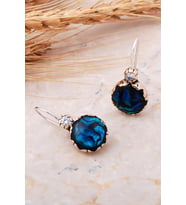 Okyanus Sedefi Elişi Gümüş Tasarım Küpe 5761