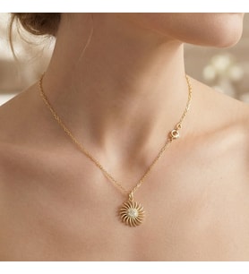 925 Ayar Gold Güneş Gümüş Kolye
