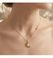 925 Ayar Gold Güneş Gümüş Kolye