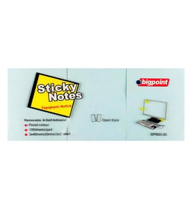 Bigpoint Yapışkanlı Not Kağıdı 3 Lü 40 mm x 50 mm Mavi (4 Lü Paket)