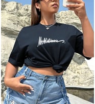 İmza Baskılı Tasarım Tshirt (Lacivert)
