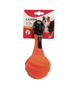 Camon Siyah Turuncu Renkli Gıcırtılı TPR Dambıl Şeklinde Eğlenceli Köpek Oyuncağı 20cm