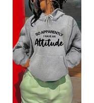 Attitude Baskılı Oversize Sweatshirt (Gri)