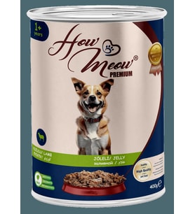 HOW MEOW 12 ADET JÖLELİ PARÇA ETLİ YETİŞKİN KÖPEK YAŞ MAMASI KUZULU