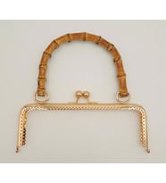 Angel Çanta Aksesuar 20 Cm Bambulu Light Gold Renk Dikdörtgen Çanta Cüzdan Klipsi
