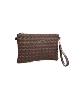 Kadın Suni Deri Ayarlanabilir Çapraz Ve El Askılı Portföy, Clutch Çanta S-1424 (Koyu Kahverengi)