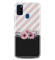 Samsung M21 M22 M23 M30 M31S M32 Kılıf Desenli Silikon Strip Pink Flowers 1396