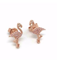 Gümüş flamingo model taşlı küpe ako4e