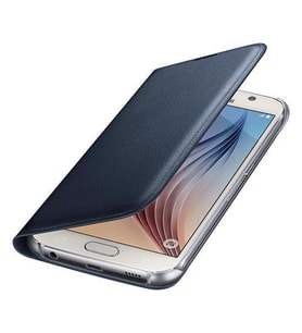 Galaxy S6 ile Uyumlu Flip Wallet (Deri Görünümlü) Siyah EF-WG920PBEGWW