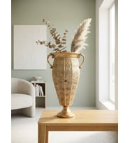 METAL DEKORATİF ANTİK GOLD VAZO 63 x 27 CM