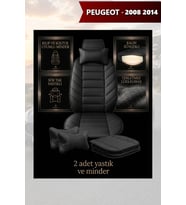 peugeot 2008 2014 Koltuk ve Kılıf uyumlu Minder Lüks Siyah Yastık 2 Minder 2 Yastık