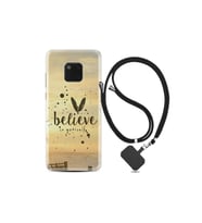 Huawei Mate 20 Pro Kılıf Desenli Silikon Boyun Askılı Belive In Yourself 1316