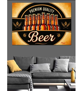 Premium Kalite Şişe Bira Dekoratif Kanvas - Mdf Ahşap Tablo