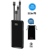 Intouch 10.000 Mah Quick 22,5W PD QC 3.0 Dijital Göstergeli Dahili Çoklu Kablolu Powerbank,Md