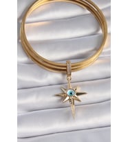 Pirinç Gold Renk Zirkon Taşlı Kutup Yıldızı Nazar Boncuk Detay Ajda Charm