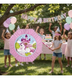 Unicorn At Pinyata Pembe 42 cm Sopalı Doğum Günü Parti Oyunu Seti