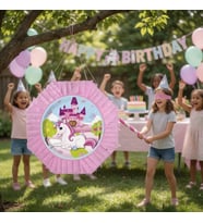 Unicorn At Pinyata Pembe 42 cm Sopalı Doğum Günü Parti Oyunu Seti