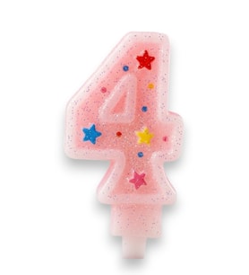 Dört Rakamlı Pembe Mum Doğum Günü Pasta Mumu ( 7X3) cm - Sayılı Mum - Pasta Süsü
