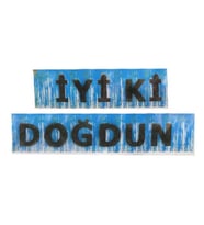 İyiki doğdun banner püsküllü metalize mavi p1-