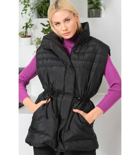 Z6747 DEWBERRY BAYAN YELEK-DÜZ SİYAH