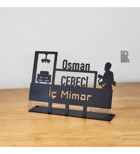İç mimar masa isimliği - iç Mimar Masaüstü İsimlik - Kişiye Özel İsimlik