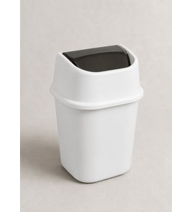Beyaz Çöp Yut Çöp Kovası 6 L - Sallanır Kapaklı Kompakt Banyo Odası ve Masa Altı Çöp Kutusu