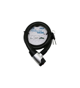 ANAHTARLI METAL KAPLAMA KAFA ÇEK-İT KİLİT KAPAK MOTOR - BİSİKLET KİLİT ÇELİK TEL SİYAH ŞEFFAF KILIF 24MMX100CM (5343)