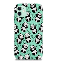 Apple iPhone 11 Uyumlu Lansman Kılıf Panda Tasarımlı İçi Kadife Kapak-Su Yeşili (Şeffaf)