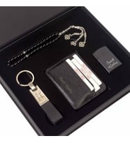 İsme Özel Exclusive Kartlıklı Cüzdan Çakmak Anahtarlık ve Tesbih Seti (Siyah)