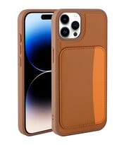 Apple iPhone 15 Pro Max Uyumlu Kılıf Kartlıklı Zore X-Kart Silikon Kapak (Kahverengi)