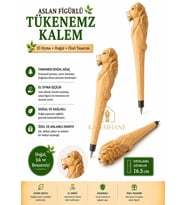 Kalemhane Kişiye Özel El Oyma İşçilik Özel Yapım Tükenmez Kalem Aslan Figürlü