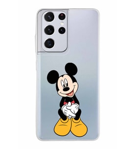 Samsung Galaxy S21 Ultra Kapak Mickey Mouse Tasarımlı Şeffaf Silikon Kılıf