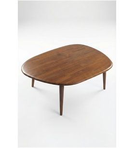 Masif Doğal Ahşap Oval Orta Sehpa Asimetrik Modern İskandinav Tasarım