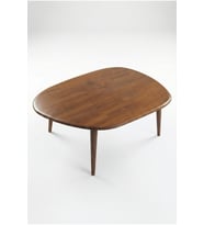 Masif Doğal Ahşap Oval Orta Sehpa Asimetrik Modern İskandinav Tasarım