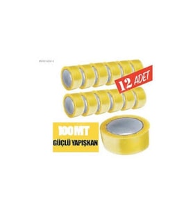 12 Adet 45mm X 100mt Şeffaf Koli Bandı Süper Kalite Koli Bantı