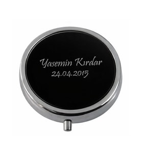İsim ve Mesaj Yazılabilir 4 Gözlü İlaç Kutusu - Siyah Fleksi Kaplama Kapak