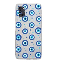 PrintiFy Samsung Galaxy A31 ile Uyumlu Nazar Boncuğu 1 Baskılı Kamera Korumalı Şeffaf Silikon Kılıf