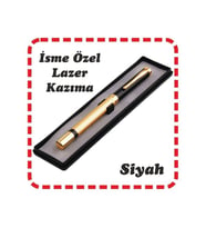 Kişiye Özel Isim Yazılı Roller Kutulu Metal Imza Kalemi Siyah