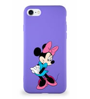 Apple iPhone SE 2022 Soft Premier Kapak Minnie Mouse-F Tasarımlı Silikon Kılıf - Mor (Şeffaf)