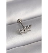 316L Çelik Gümüş Renk Dal Model Zirkon Taş Detaylı Tragus Piercing - TJ-PR1343
