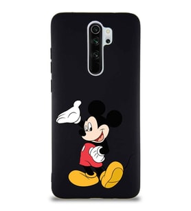 Xiaomi Redmi Note 8 Pro Soft Premier Kapak Mickey Mouse-C Tasarımlı Silikon Kılıf - Siyah (Şeffaf)