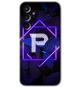 Galaxy S23 FE Kılıf HD Desen Baskılı Arka Kapak - Dark Neon Yaprak P Harfi